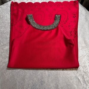 Xtraordinary Scarlet Dress with Glittering Silver Trim